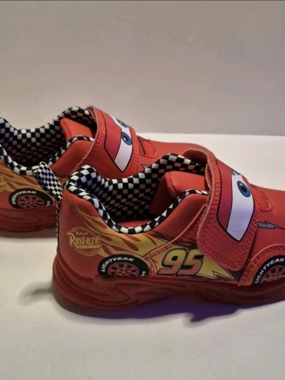 Kids Red Lightning Character Sneakers with Velcro Strap